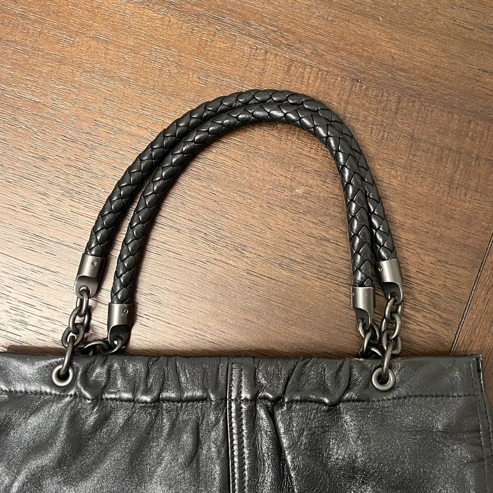 Bottega Veneta Black Leather Tote – Vintage / Intrecciato Handles – 17” - Picture 15 of 16